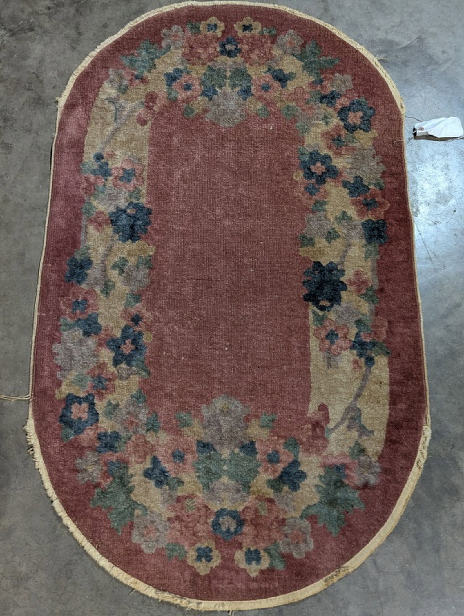 Antique Chinese Art Deco Rug 2.7 x 4 ft: Gorgeous Art Deco era hand woven Chinese rug. Circa 1920. These jewels are selling $1200 - 1600 online now.