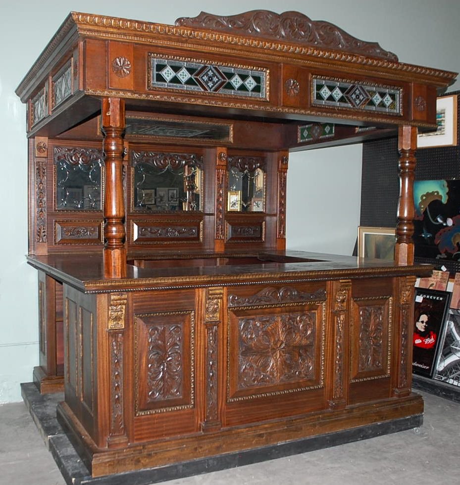 CARVED OAK ENGLISH CANOPY PUB BAR