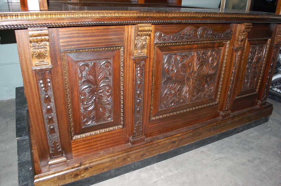 CARVED OAK ENGLISH CANOPY PUB BAR - 4