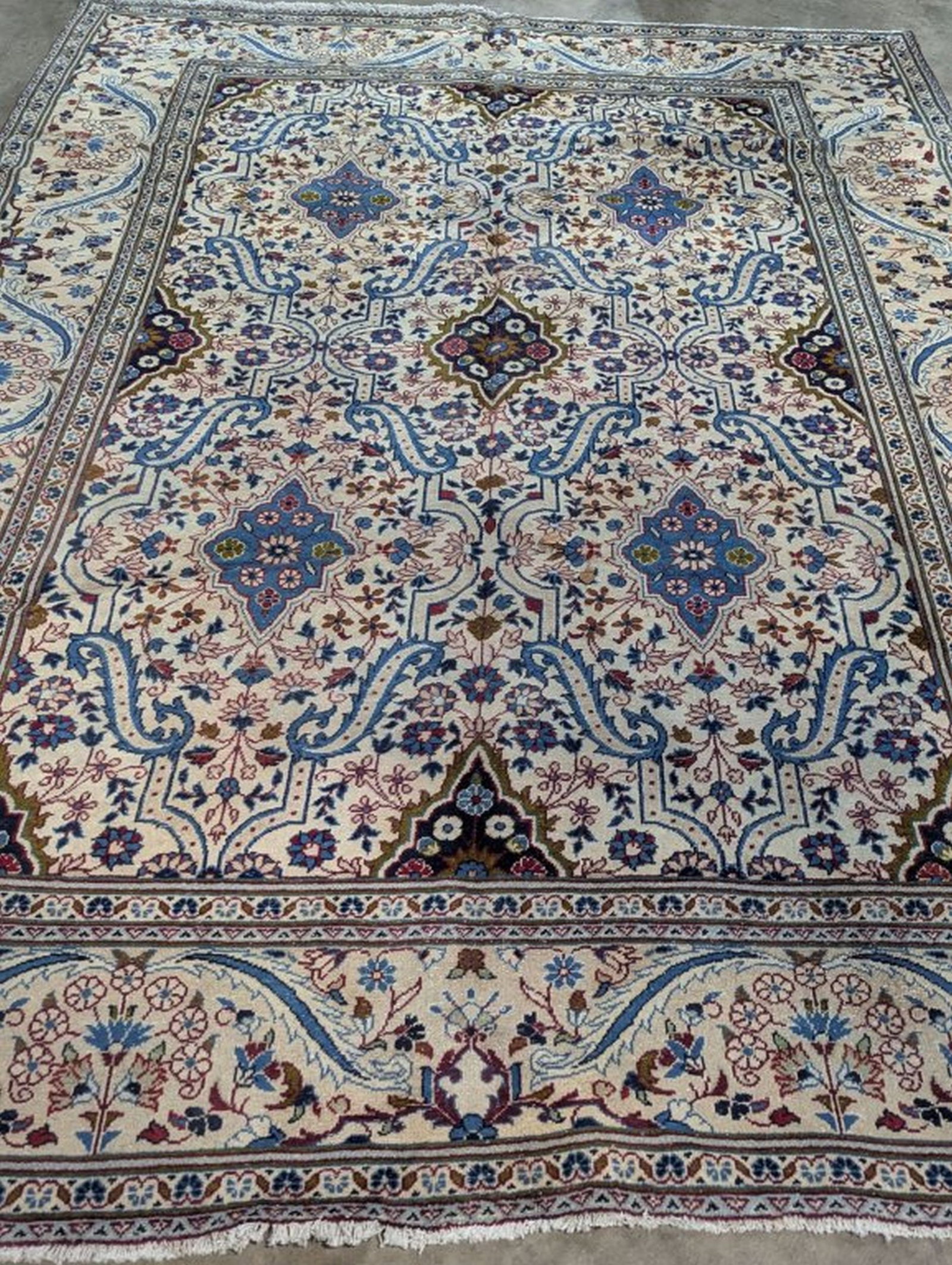Yazd Hand Knotted Rug 8.2 x 11 ft: Beautiful Hand Knotted Rug! 8.2 x 11 ft. Retail 4000. Semi-antique 20 - 50 years old. In good condition and ready to use. May have some wear. We consider the photos to be the condition report. Please 