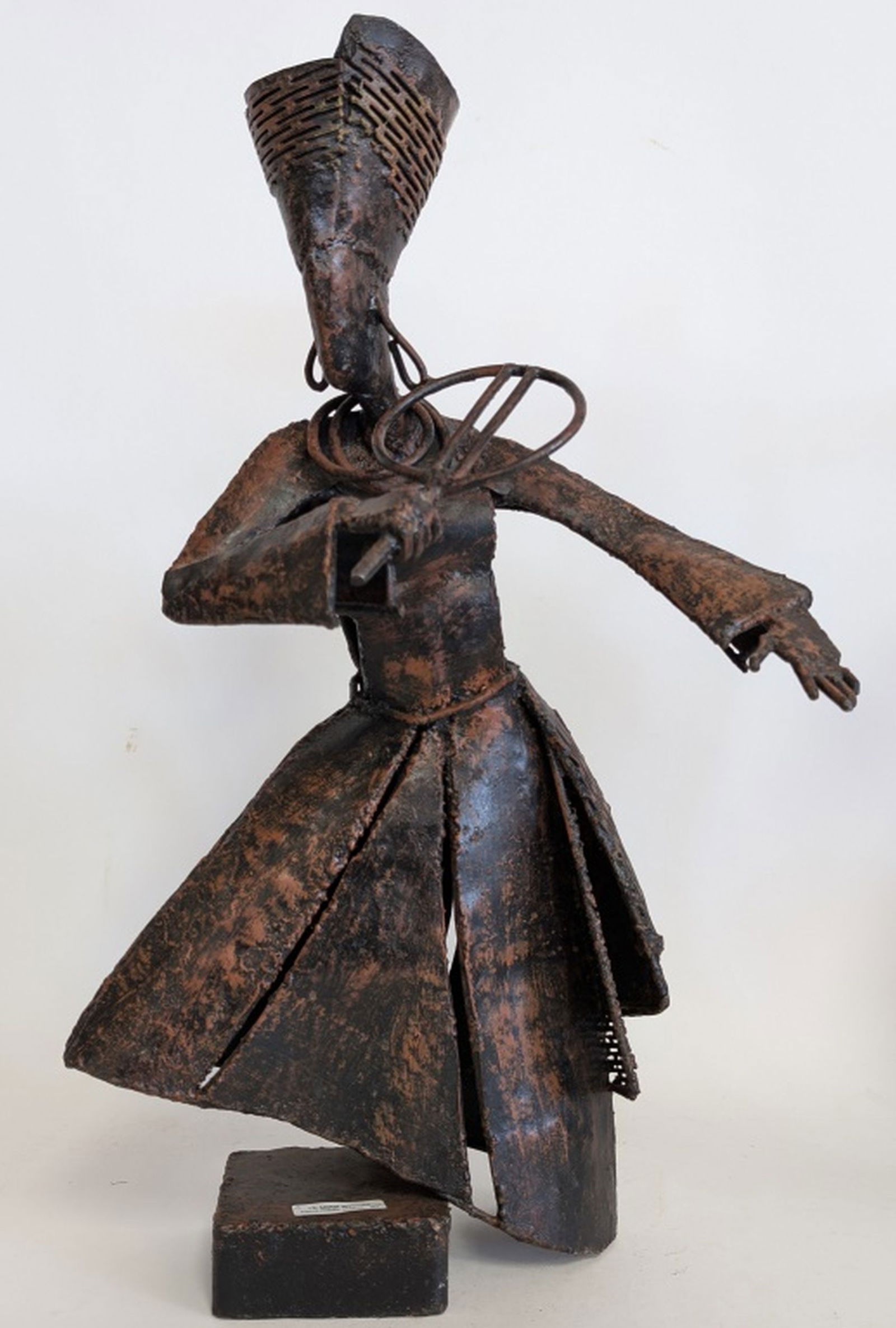 African Woman Recycled Metal Sculpture 20"H (1 of 8)
