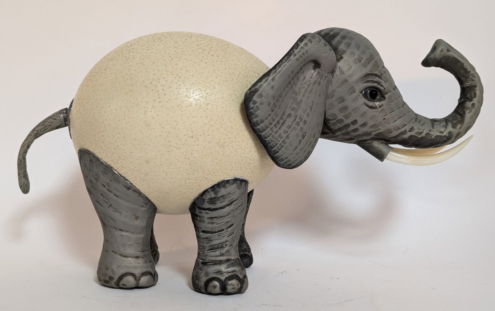 Binazzi Foresto Ostrich Egg Elephant Sculpture: Fine Vintage Binazzi Foresto elephant sculpture, likely from the 1960s or 1970s. Brand: Binazzi Foresto, Made in Italy. Size: 7h x 5w x 13d in. Similar Binazzi pieces are online now for 2,000 and up! 