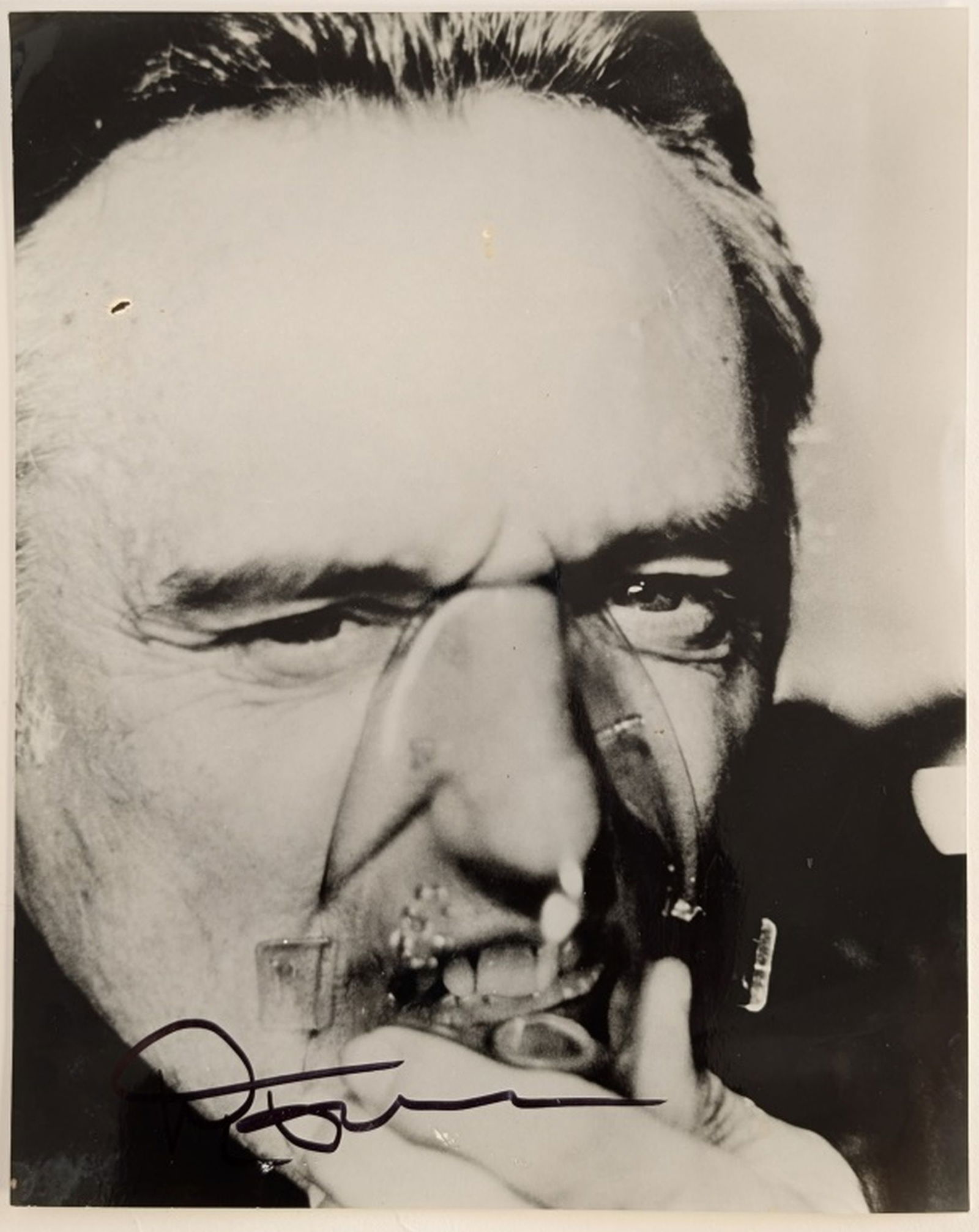 Dennis Hopper Photo Autographed 10 x 8": Hand signed Dennis Hopper as Frank Booth in the iconic Movie Blue Velvet. 10 x 8 in. In good condition with minor wear. Provenance: From the estate of a private collector near Atlanta. Congratulations