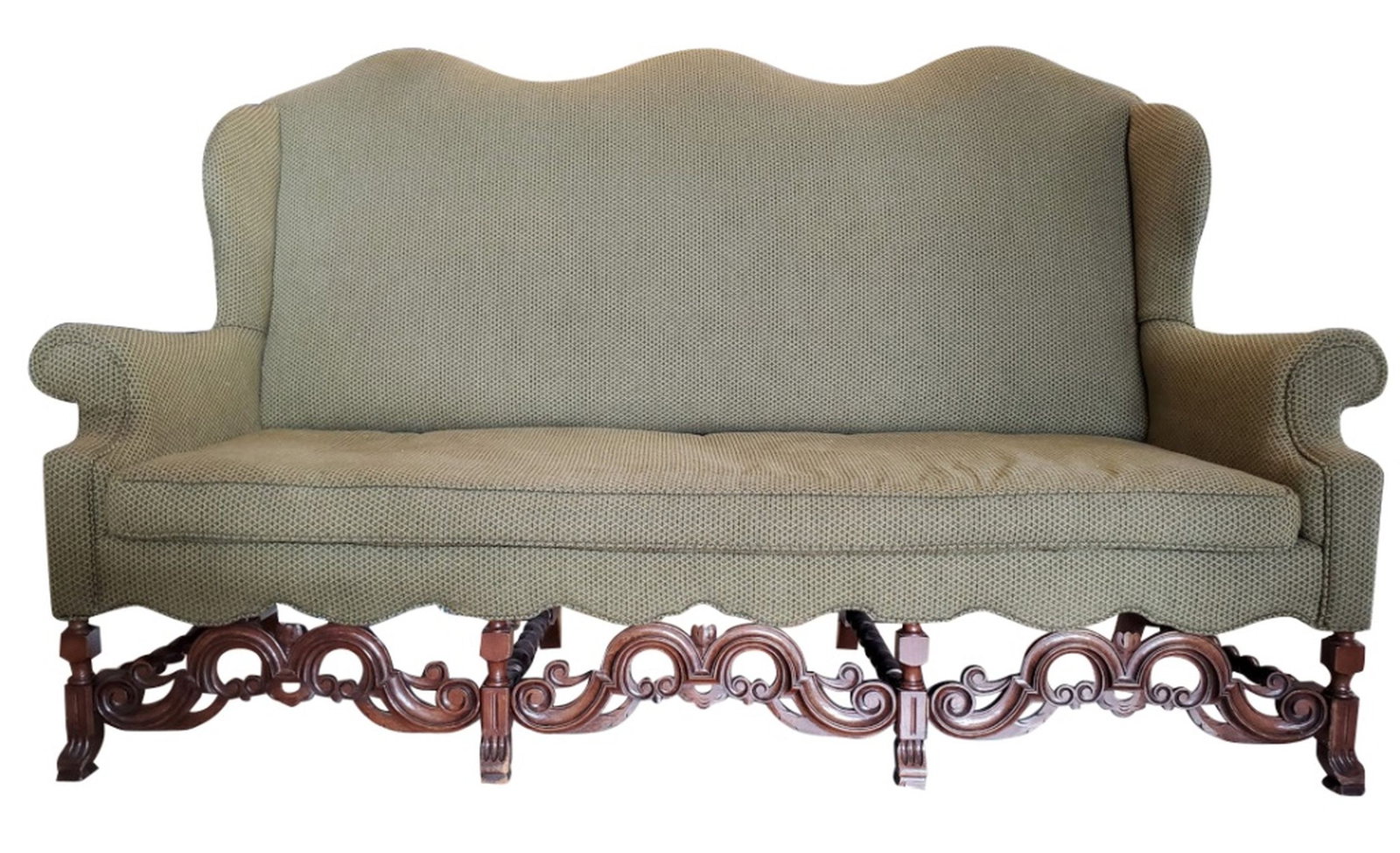Antique French Style High Back Settee 50.5"H (1 of 7)