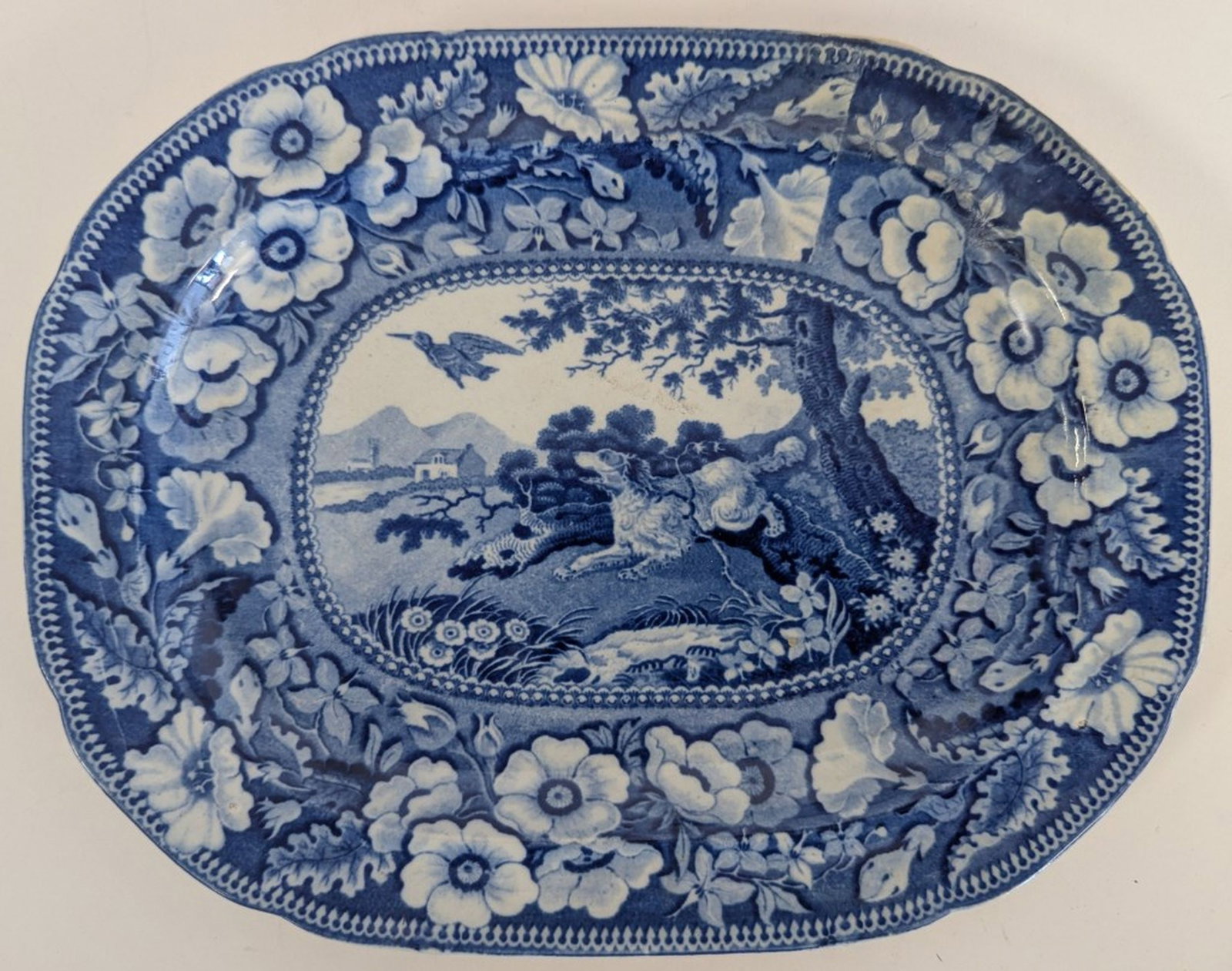 English Staffordshire Blue & White Plate (1 of 6)