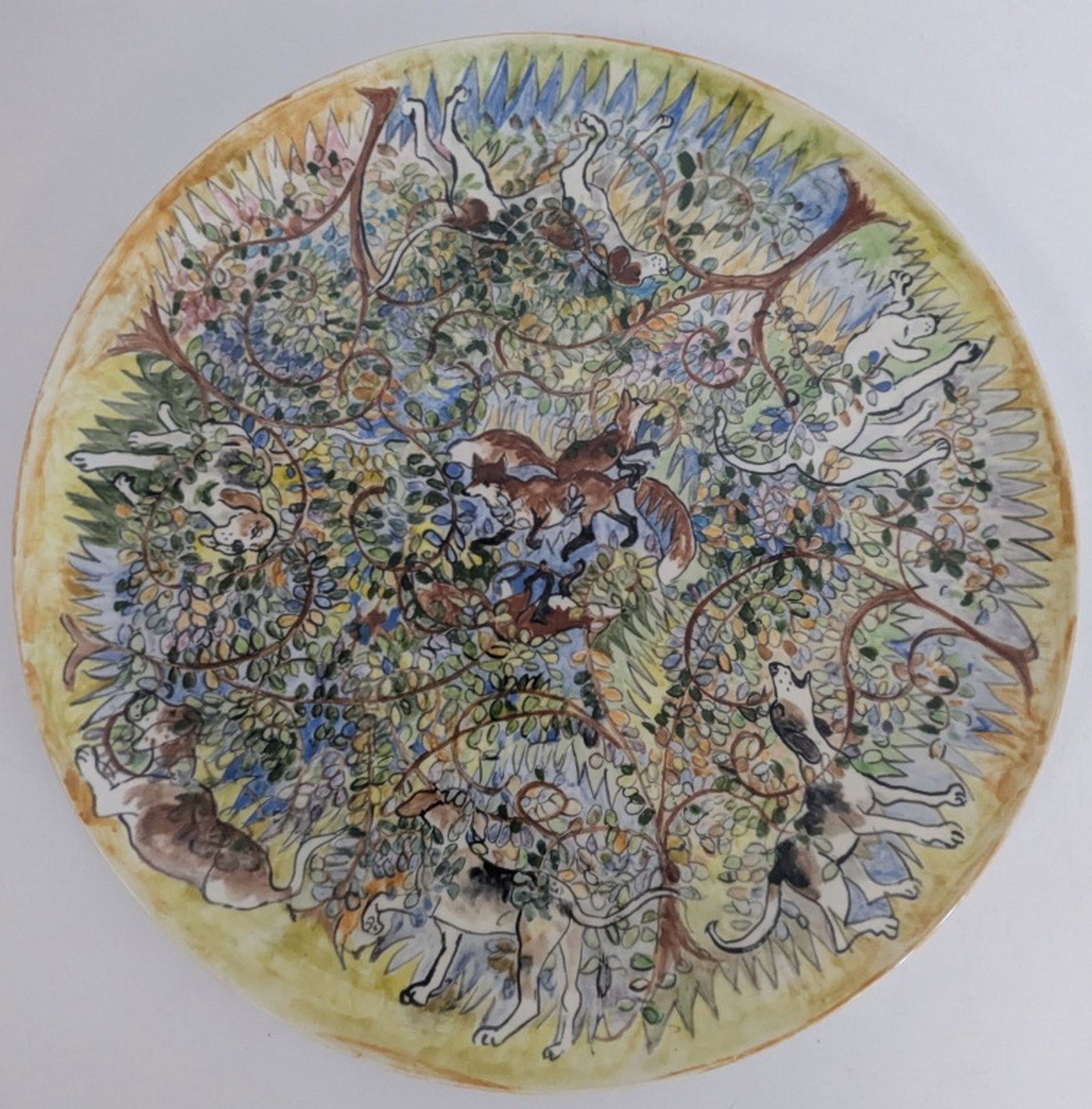 Fay Bohlayer Foxes & Hounds Folk Plate 14.5" (1 of 4)