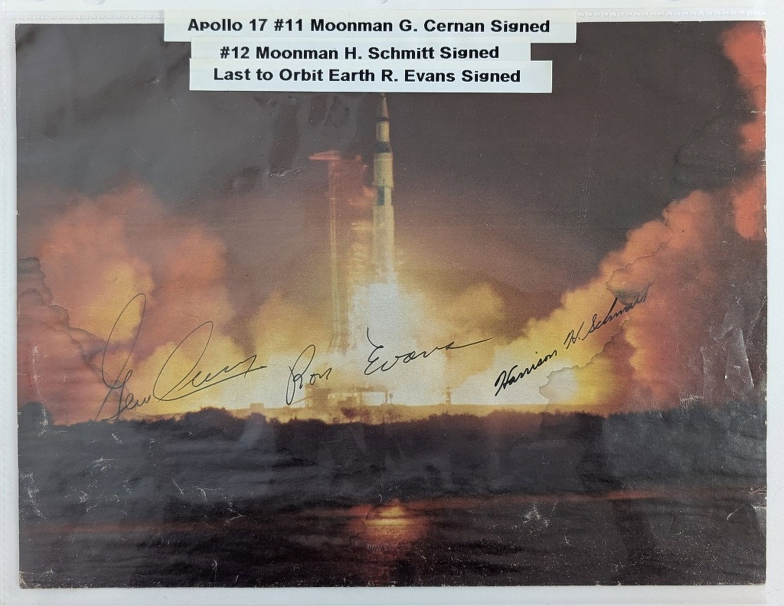 Apollo 17 Launch Photograph Signed by Crew (1 of 8)