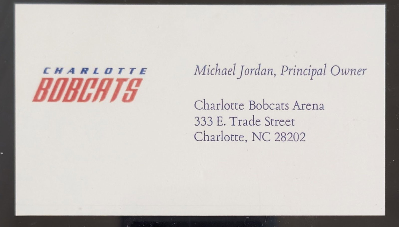 Michael Jordan Charlotte Bobcats Business Card (1 of 5)