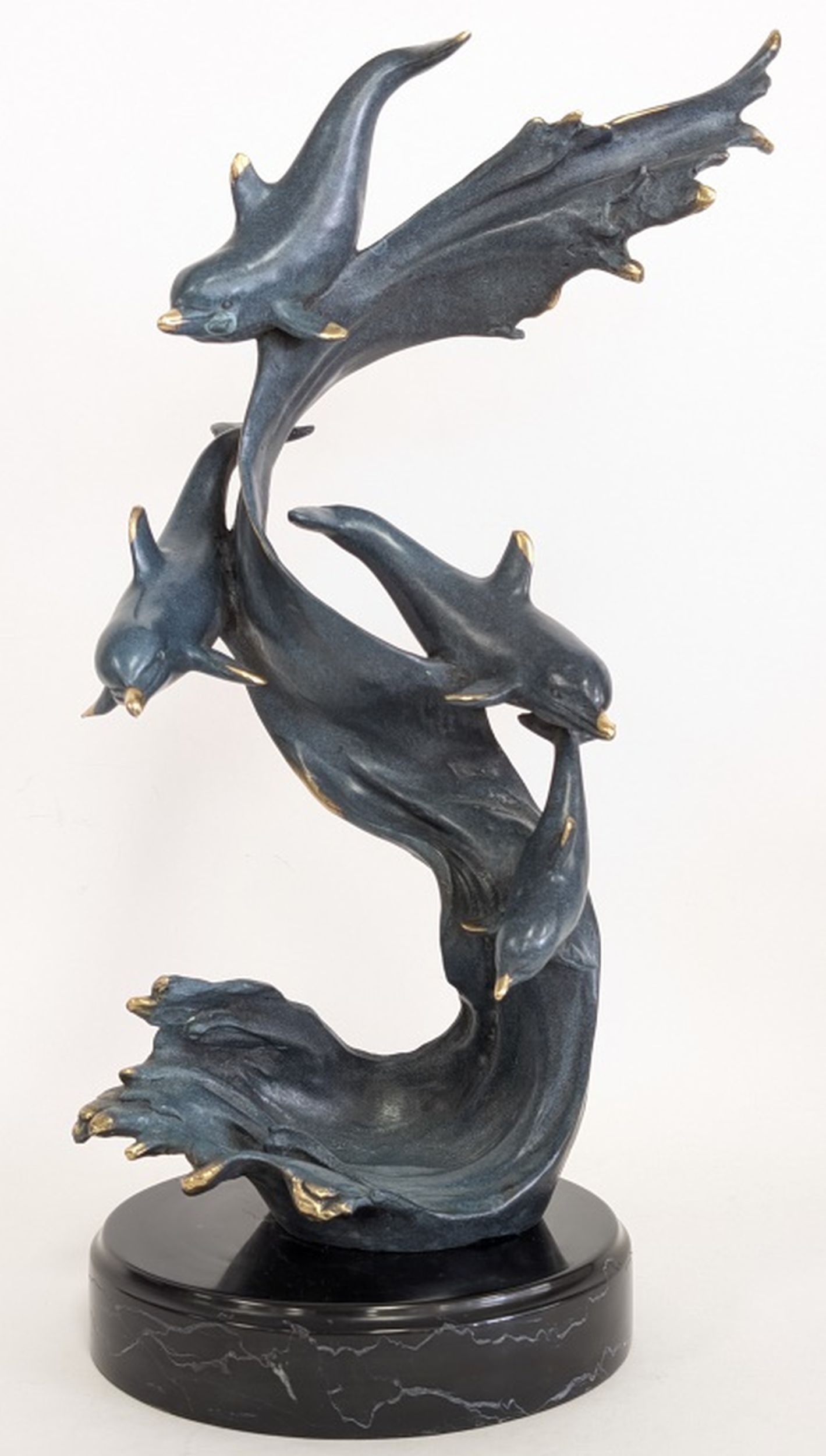 Four Dolphins Swimming Bronze Sculpture (1 of 6)