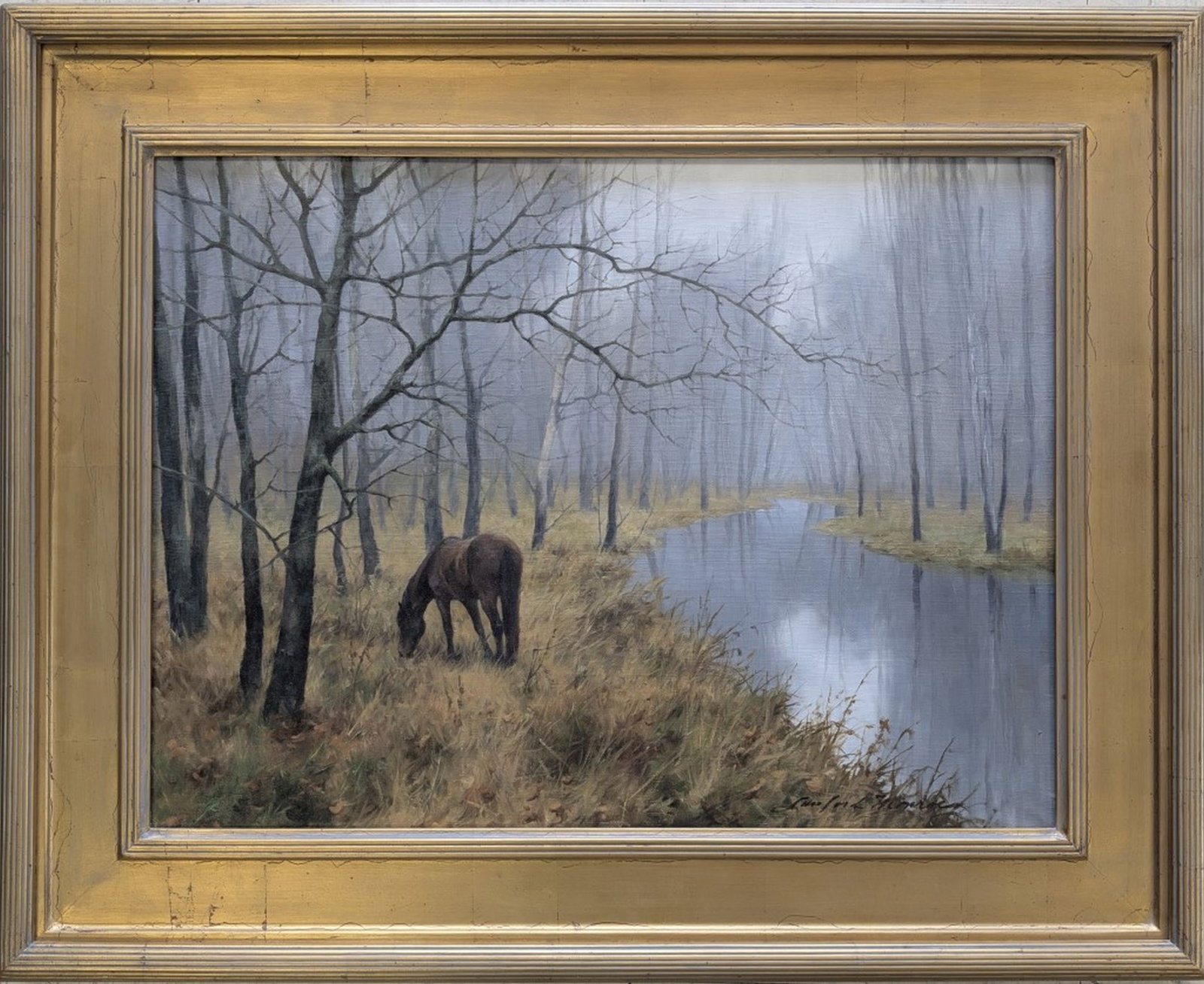 Lanford Monroe Original "Off by Himself": LANFORD MONROE (b. 1950) Off By Himself, 2000. Oil on linen. Art: 18 x 24 inches. Frame: 25 x 31 inches. Condition Report: The canvas is sound and stable. Surface in overall very good condition. No ap