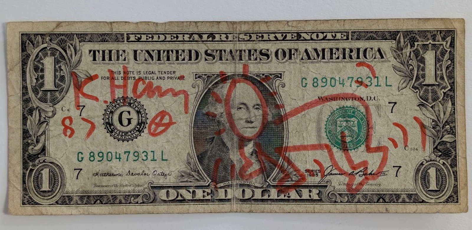 Attributed to Keith Haring Doodle on Dollar (1 of 5)