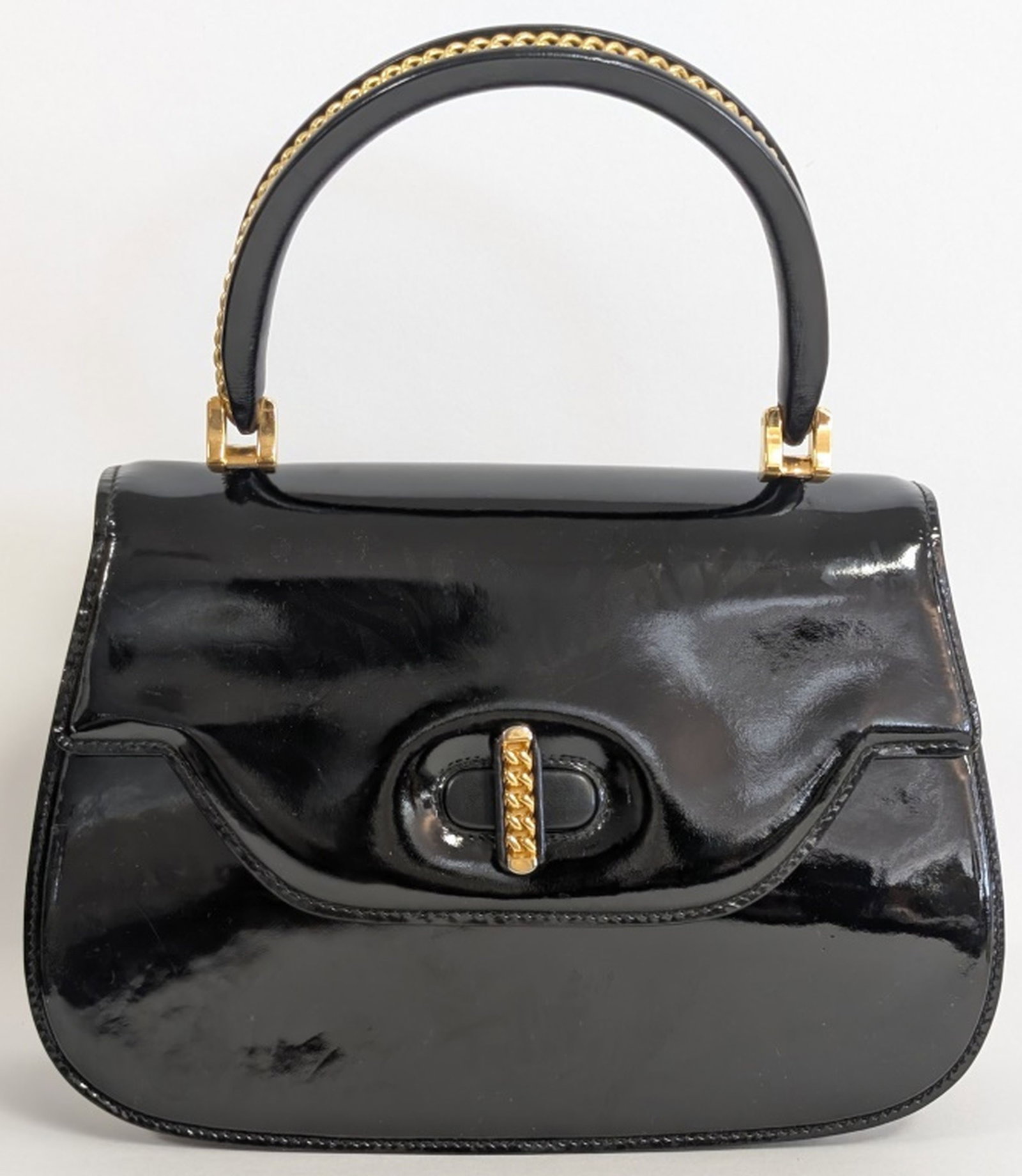 Gucci Black Patent Leather Top Handle Handbag (1 of 12)