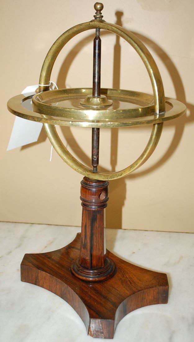 TEACHING MODEL GYROSCOPE: FROM THE WEST WESLEY ESTATE, ON ROSEWOOD STAND
