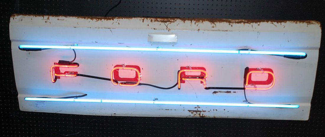 FORD NEON SIGN ON TRUCK TAILGATE: WORKING