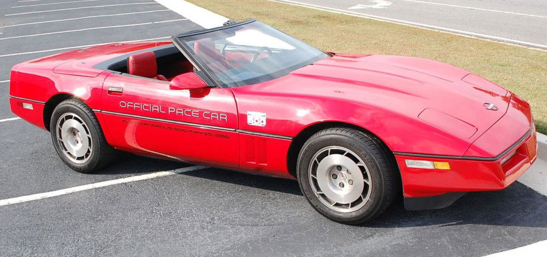 1986 Corvette Indy Pace Car Convertible: Single family owned 1986 red Corvette convertible with the Indy 500 Pace Car logos on the sides, red exterior, red interior, runs and drives great