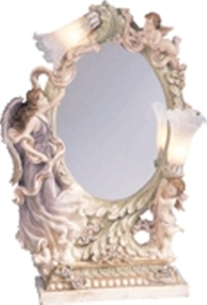 Angel Mirror w/2 Lights: 30" H, Table, 19lbs (3857)