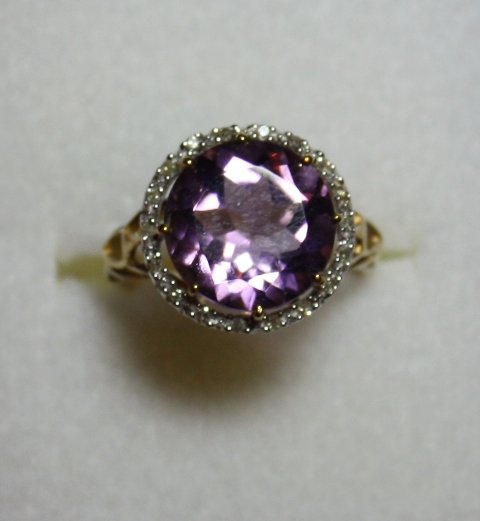 Amethyst & Diamond Ring 5.95 Carat Total Weight: 10k Yellow Gold - 5.80ct Amethyst with .15ctw of Diamonds - Appraised Value $2,850.00 - Includes Appraisal (JC0243)