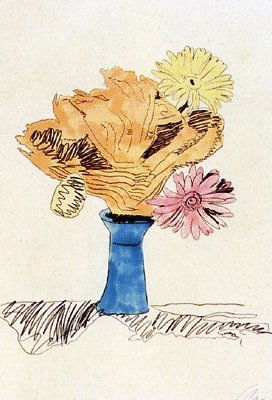 "Flowers" Warhol Hand-colored Screenprint: Andy Warhol, "Flowers (Hand-Colored)", Screenprint, Hand-Colored with Dr. Martins analine watercolor dyes on Arches paper, 1974, 40.88 x 27 in. Signed and numbered in pencil, verso. Initialed AW in pe