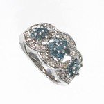 1.5 ctw Blue & White Diamond White Gold Ring: * 1.5 ctw. of Genuine Brilliant Round Cut Diamonds * Diamond Color: Blue & White * Natural White Diamonds * Irradiated Color Enhanced Blue Diamonds * 100% Genuine Diamonds * Metal Type: White Gold * M