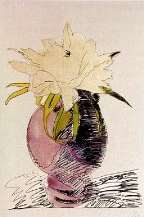 Warhol "Flowers" Hand-colored Screenprint: Andy Warhol, "Flowers (Hand-Colored)", Screenprint, Hand-Colored with Dr. Martins analine watercolor dyes on Arches paper, 1974, 40.88 x 27 in. Signed and numbered in pencil, verso. Initialed AW in pe