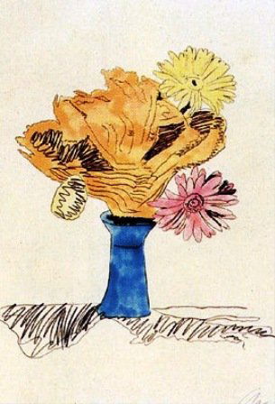 "Flowers" Warhol Hand-colored Screenprint: Andy Warhol, "Flowers (Hand-Colored)", Screenprint, Hand-Colored with Dr. Martins analine watercolor dyes on Arches paper, 1974, 40.88 x 27 in. Signed and numbered in pencil, verso. Initialed AW in pe