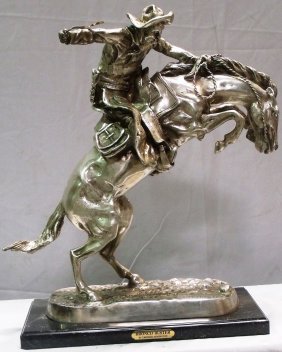 Very Rare-- 5 Limited Edition Silver Remingtons: This grouping is made up of 5 signed and numbered limited edition silver bronze statues by Remington. VERY RARE...MINT "Bronco Buster" 22" H, 16" W, 8.5" D "Buffalo Horse" 26" H, 18.5" W, 10" D "Mount