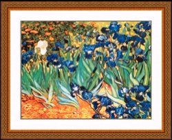 "Iris Garden" Vincent Van Gogh: Lithograph by Vincent Van Gogh. Framed Size 42 x 34, Image Size 32 x 24" (D132-198)