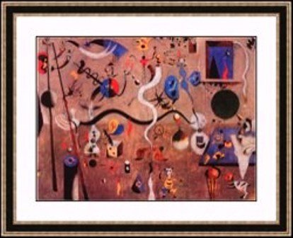 "Carnival Of Harlequin" Joan Miro: Lithograph by Joan Miro. Framed Size 30 x 37, Image Size 20 x 27" (D132-192)