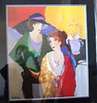 Tarkay "Nicole and Chloe": Hand signed lithograph.