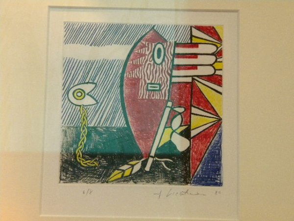 Roy Lichtenstein "Untitled I" 1980: Soft-ground etching on paper. Signed and dated "RF Lichtenstein, '80" in pencil in lower right. Blind stamp lower right. Numbered in pencil lower left. Edition of 8, 4AP, 1TP, 1 RTP, 1 PPl, 1 A, 1 C.