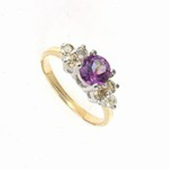 1 ctw Amethyst & Diamond 10K Gold Ring: * 1/2 ct. Brilliant Round Cut Amethyst * 1/2 ctw Genuine Brilliant Round Cut Diamonds * 100% Genuine Natural Diamonds * Metal Type: Solid Yellow Gold * Metal stamp: 10K * "Solid 10k Gold" Ring Setting
