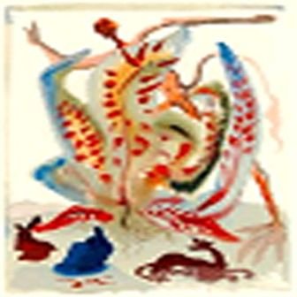 "Greed" Salvador Dali: This is an authentic woodblock print in color by Salvador Dali from the Divine Comedy series, 1964 Authenticated on verso, by Frank Hunter, of the Salvador Dali Archives, Ltd. Stamped On Verso