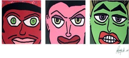 "Three Faces" Ringo Starr: Hand signed in lower margin by Ringo Starr. Giclee on paper. Limited edition 88/100. Comes with COA. Beautifully framed and matted.