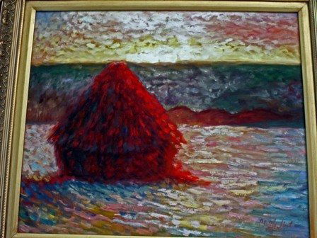 MONET "The Red Hut": HAND EMBELLISHED, SIGNED LTD ED 7/15. FRAMED 20X24