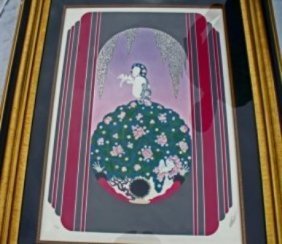 ERTE "HELEN OF TROY": ORIGINAL HAND SIGNED BY ARTIST, EMBOSSED SERIGRAPH W/FOIL STAMPINGS. LTD ED 248/300, EXCELLENT CONDITION W/COA. FRAMED 47X40