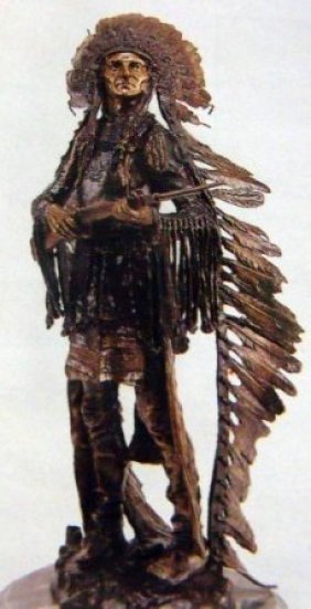 CARL KAUBA "WAR" BRONZE SCULPTURE: KAUBA "WAR" BRONZE SCULPTURE,PREMIERE EDITION, VERY GOOD DETAIL AND PATINA, MOUNTED ON MARBLE, APPROX. 26HX11L