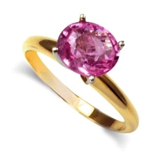 2 ct Pink Sapphire Ring In 14K DualTone Gold: (2 Grams) Pink Oval Sapphire Faceted 2ct SI1, DSR2010