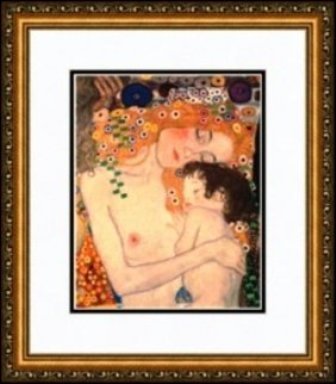 "The Three Ages (Detail)" Klimt: Lithograph by Gustav Klimt, Framed Size 14 x 16, Image Size: 8 x 10" (D132-319)