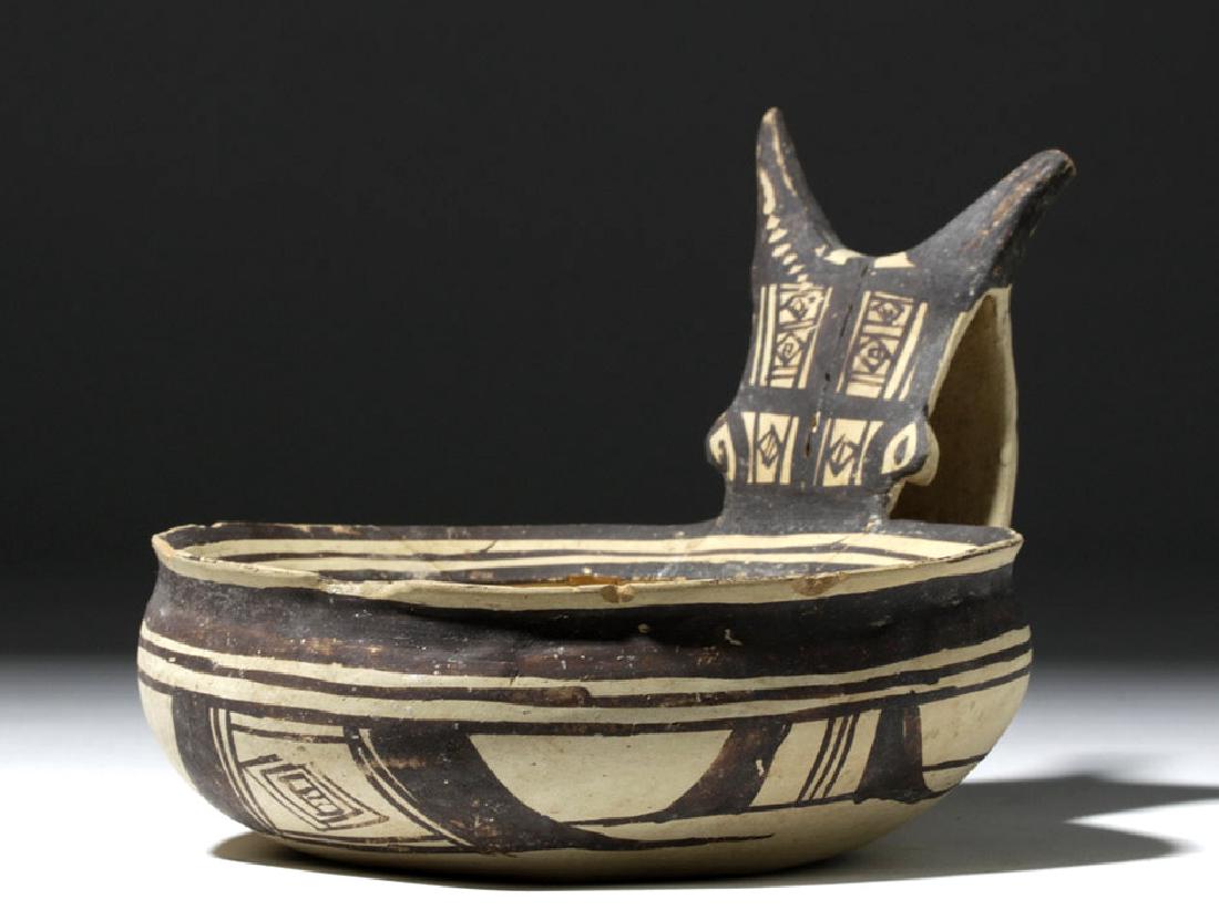 Daunian Bi-Chrome Pottery Kyathos - Face Handle (1 of 7)