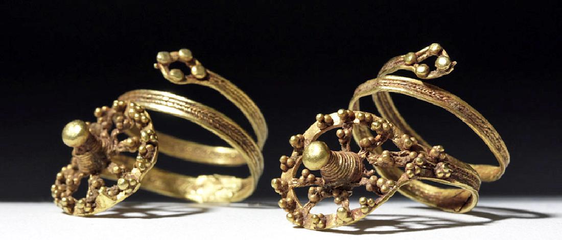 Roman 24K Gold Spiral Finger Rings (pr) (1 of 5)
