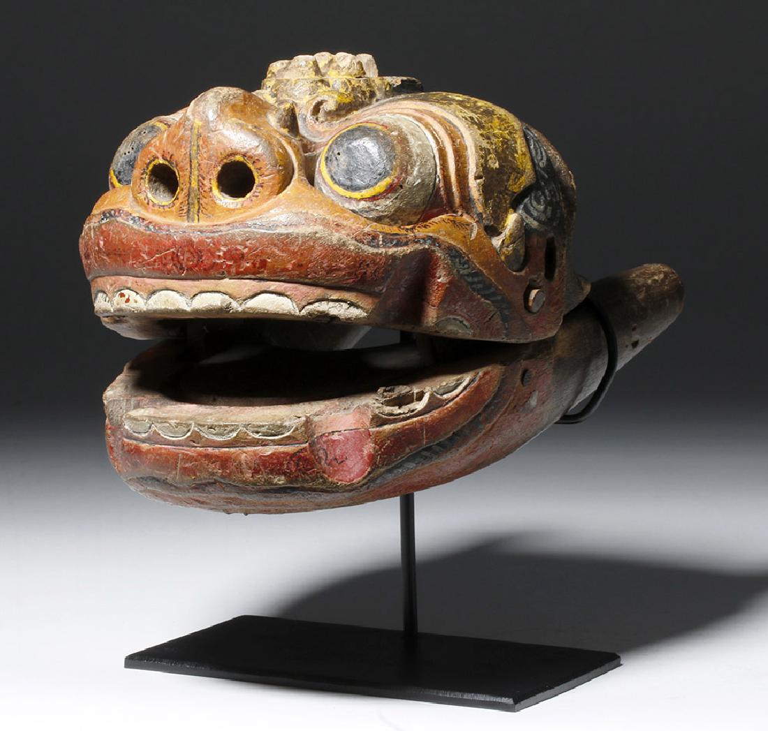 18th C. Indonesian Painted Wood Puppet, Hinged Mouth (1 of 5)