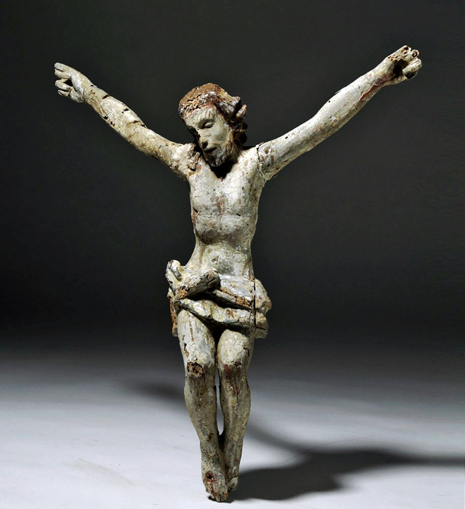 Imposing 18th C. Mexican Painted Wood Cristo (1 of 8)
