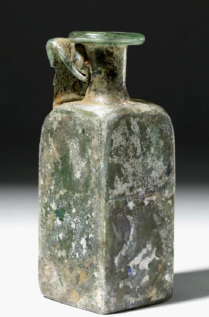 Roman Square Green Glass Bottle w/ Strap Handle (1 of 6)