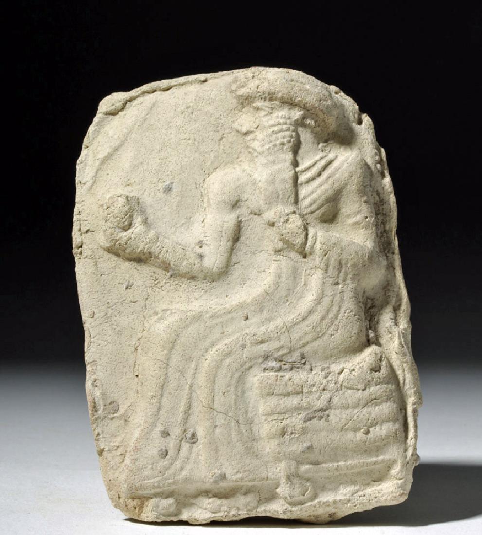 Babylonian / Sumerian Pottery Plaque - Enthroned King (1 of 6)