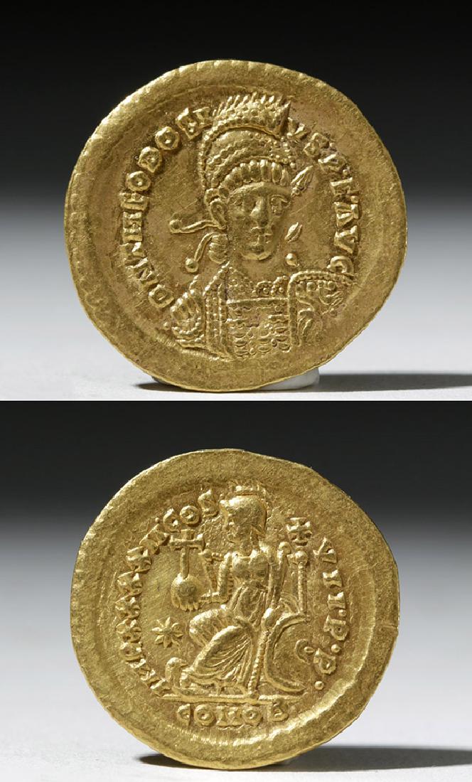 Byzantine Theodosius II Gold Solidus Coin (1 of 3)