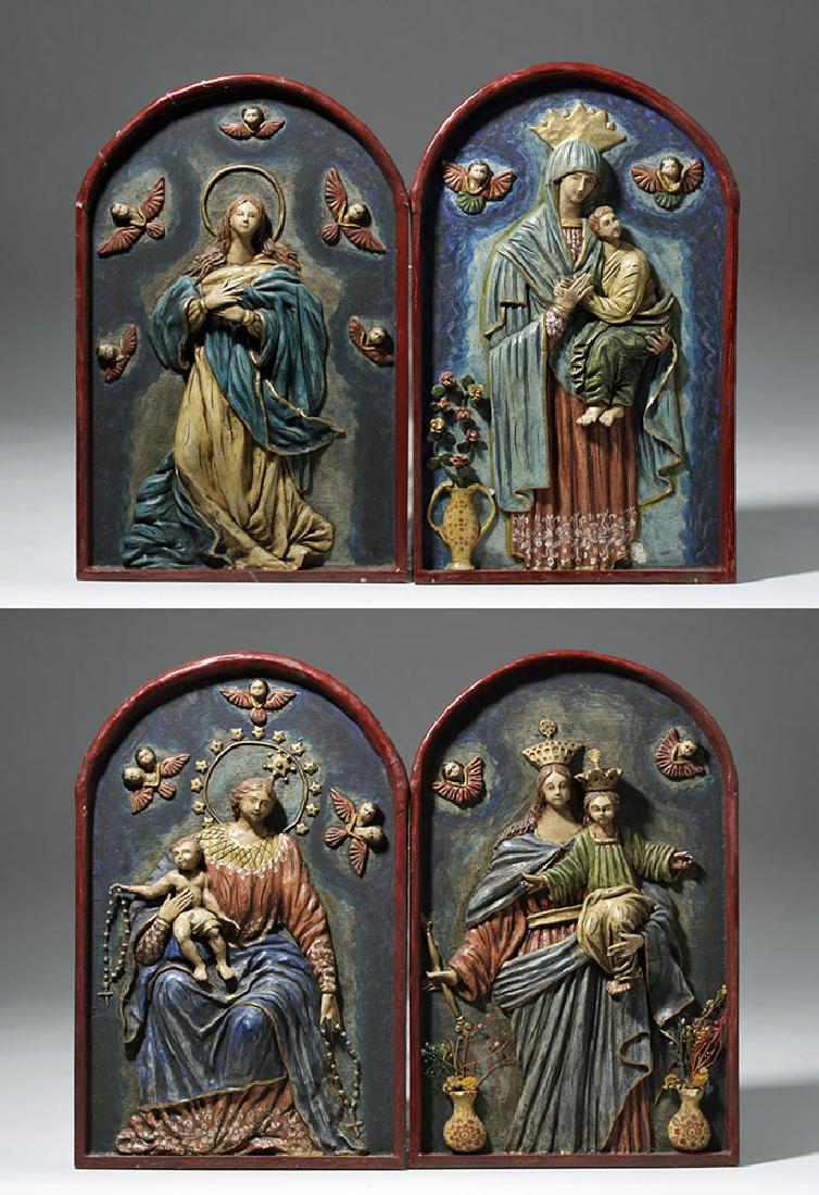 19th C. 4 Mexican Papier Mache Religious Icons - Mary (1 of 5)