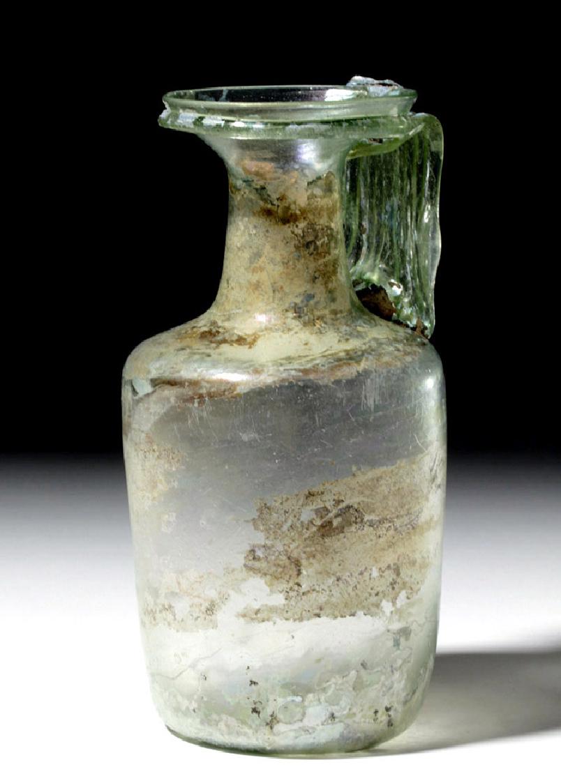 Large Roman Green Glass Vessel w/ Wide Ribbon Handle (1 of 6)