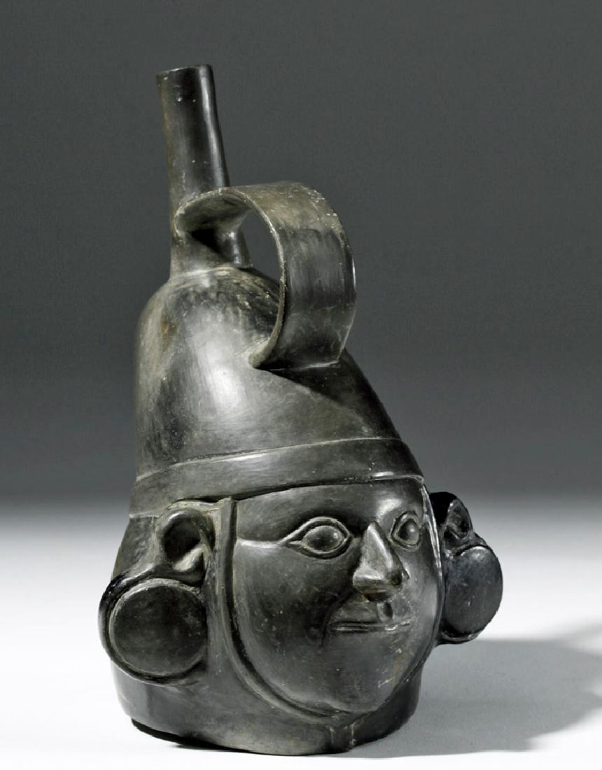 Very Fine Inca Blackware Pottery Stirrup Jar - Warrior (1 of 8)