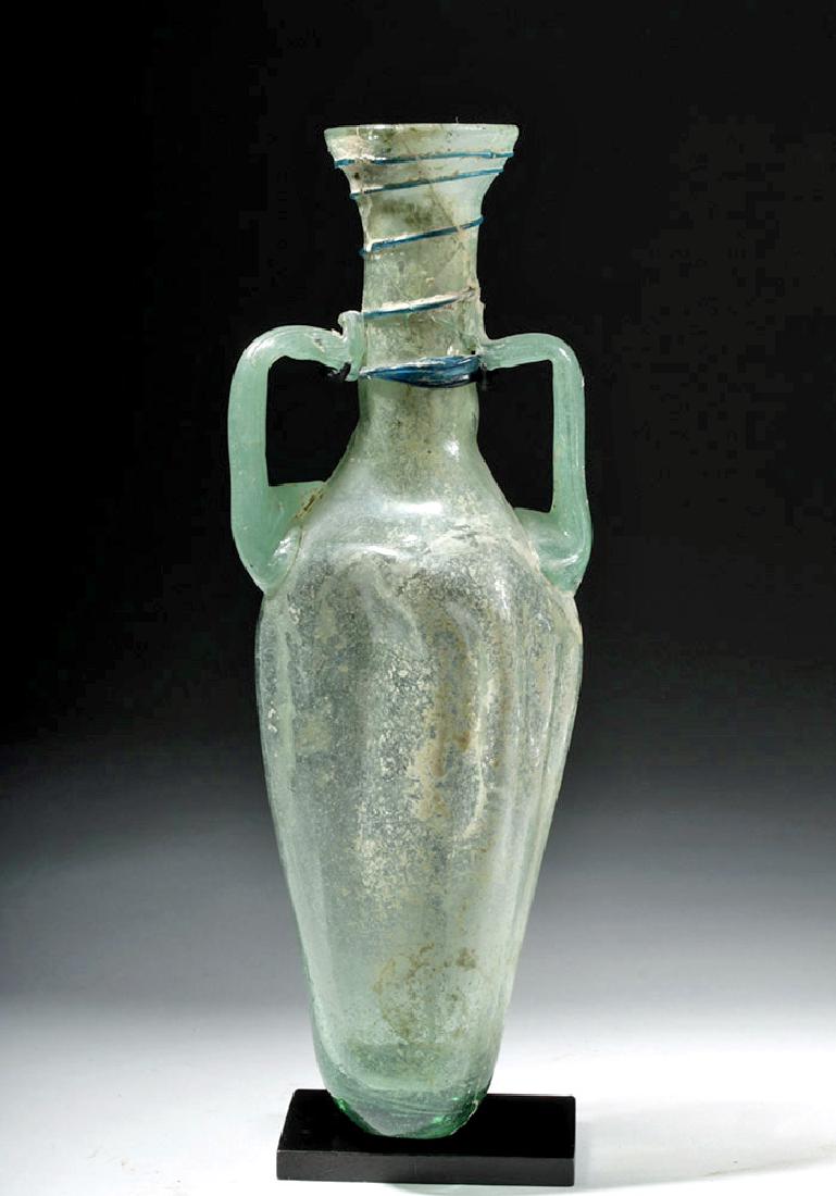 Large Roman Green Glass Handled Perfume Bottle (1 of 5)