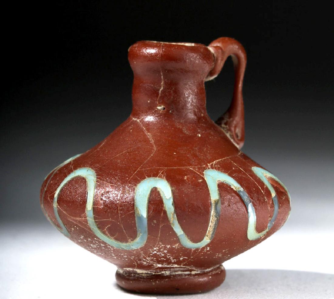 Rare Romano-Egyptian Red & Turquoise Paste Glass Jarlet (1 of 6)